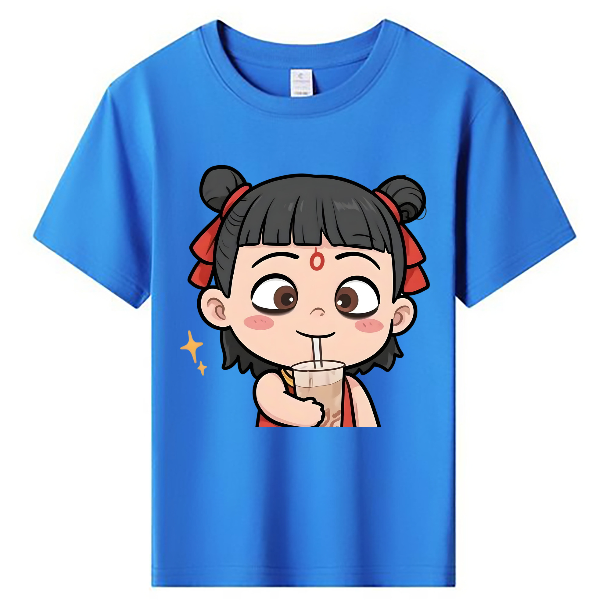（画像用） Ne Zha 2 ナタ 魔童の大暴れ 綿100％キッズTシャツ（フロントプリント）